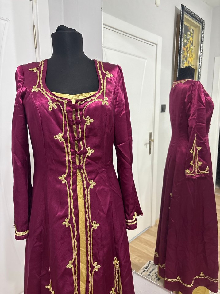 Bordo Nakışlı Uzun Kollu Kadın Bindallı - Görsel 2