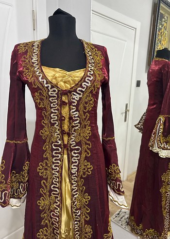 Bordo Nakışlı Uzun Kına Elbise - Görsel 2