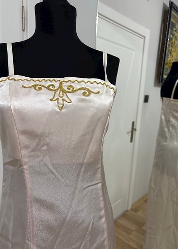 Bordo Nakışlı Uzun Kadın Bindallı Elbise - Görsel 5