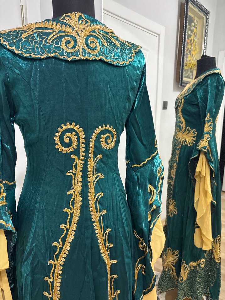 Uzun Turkuaz Nakışlı Kadın Bindallı - Görsel 5