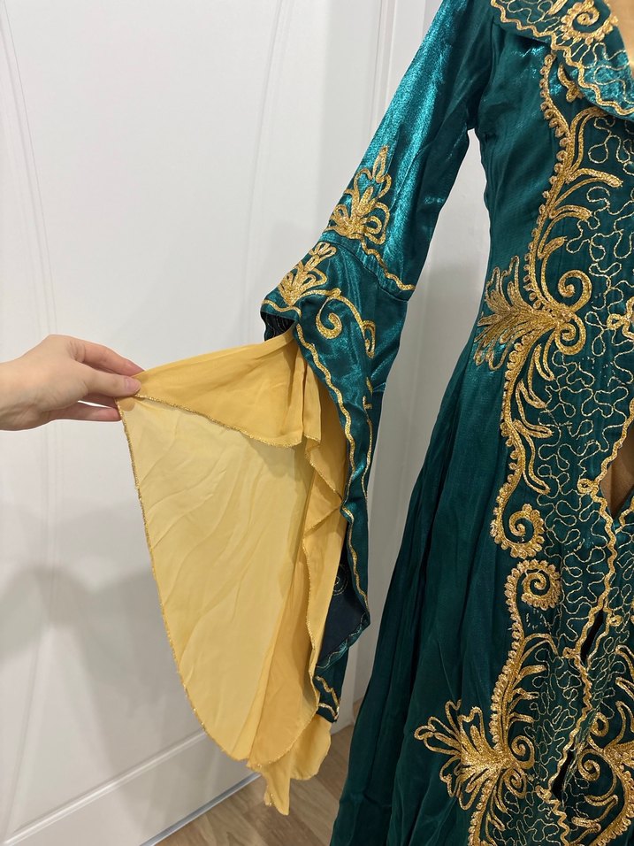 Uzun Turkuaz Nakışlı Kadın Bindallı - Görsel 3