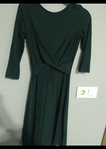 Adil ışık koyu yeşil kurdele model elbise - Görsel 2