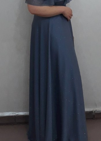 Gri Simli Uzun Abiye Elbise - Görsel 4