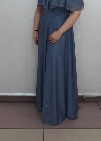 Gri Simli Uzun Abiye Elbise - Görsel 5