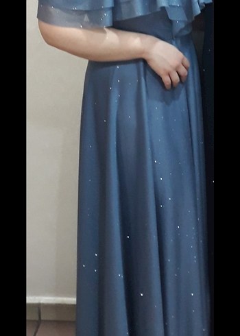 Gri Simli Uzun Abiye Elbise - Görsel 2