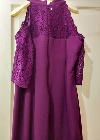 Bordo Dantel Kol Detaylı Midi Elbise - Görsel 6