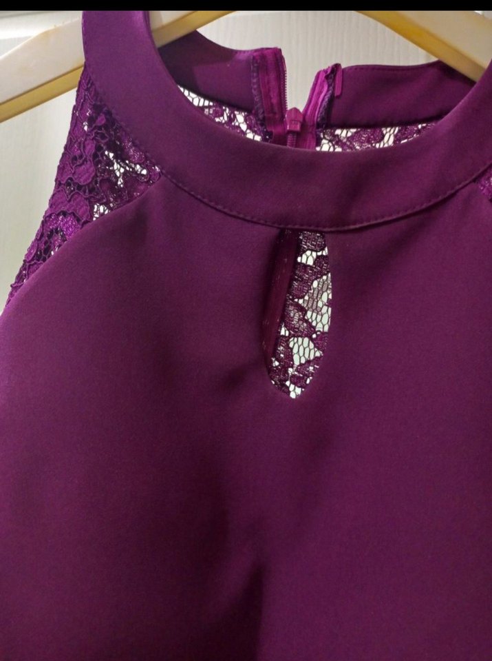 Bordo Dantel Kol Detaylı Midi Elbise - Görsel 3