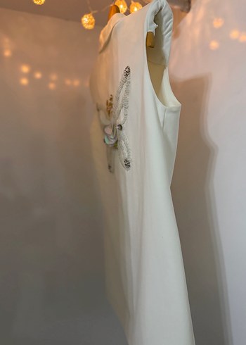 Zarif Kelebek Detaylı Kolsuz Blazer / Yelek - Ekru - Görsel 8