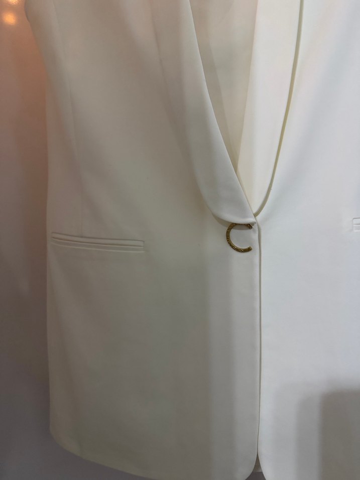 Zarif Kelebek Detaylı Kolsuz Blazer / Yelek - Ekru - Görsel 4