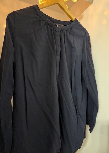 Gri Keten Kadın Kısa Kollu Gömlek - Görsel 3