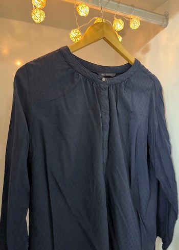 Gri Keten Kadın Kısa Kollu Gömlek - Görsel 2