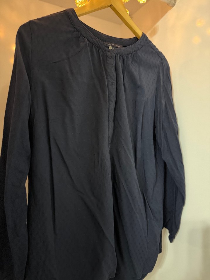 Gri Keten Kadın Kısa Kollu Gömlek - Görsel 3