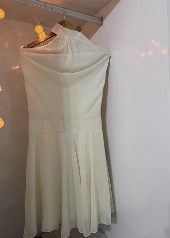 Yüksek Yakalı Beyaz Bohem Elbise - Görsel 4