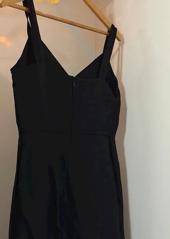 Siyah V Yakalı Uzun Askılı Elbise - Görsel 6