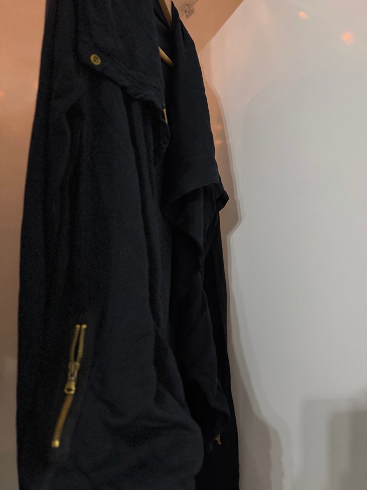 Siyah Midi Keten Kadın Ceket - Görsel 4