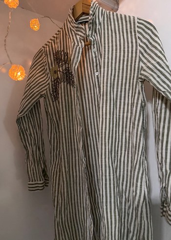 Nakışlı Keten Düğmeli Bohem Gömlek - Görsel 5