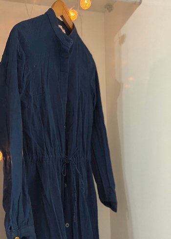 Düğmeli Lacivert Elbise - Görsel 4