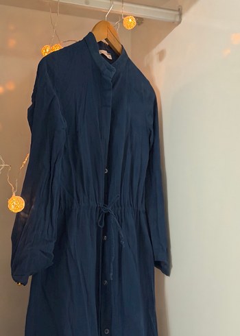 Düğmeli Lacivert Elbise - Görsel 2