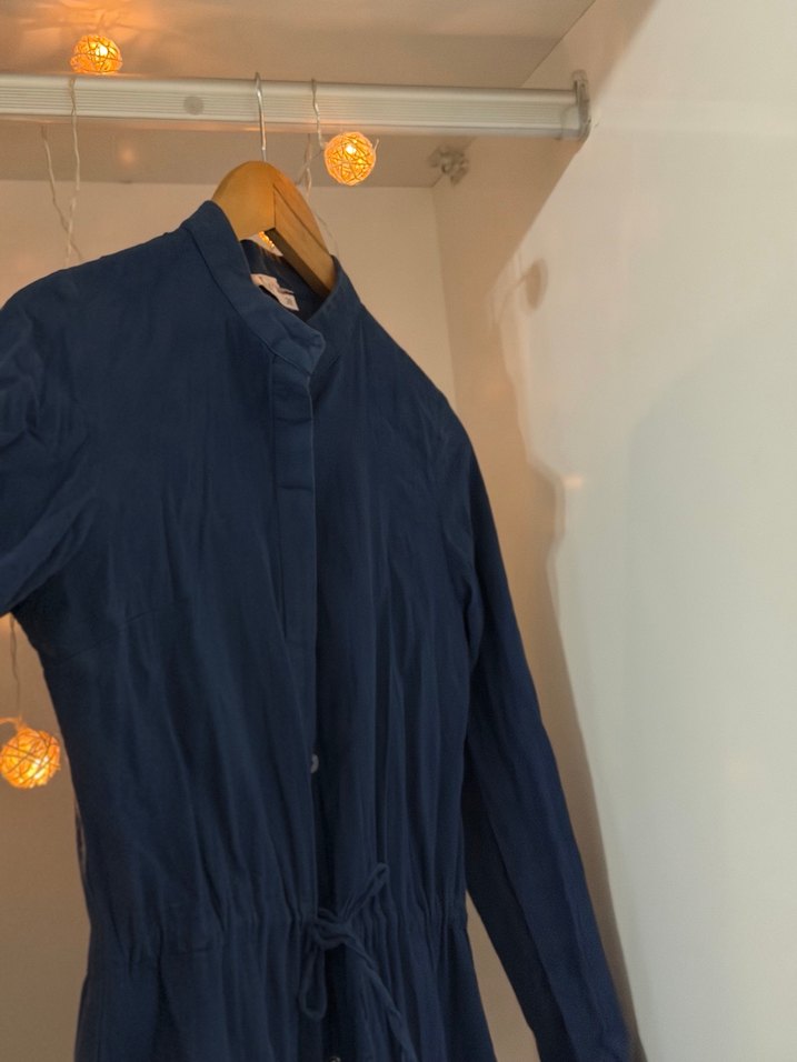 Düğmeli Lacivert Elbise - Görsel 3