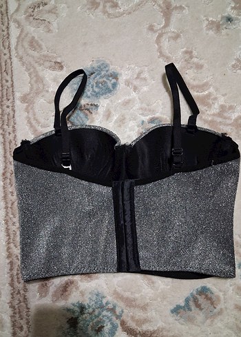 Parlak Gri Mini Göğüs Korse - Görsel 2