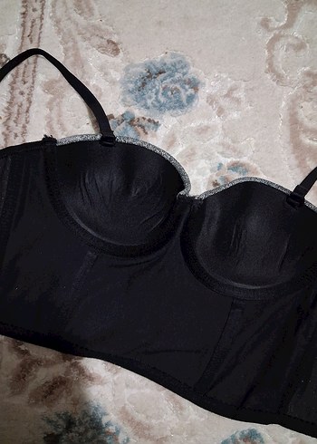 Parlak Gri Mini Göğüs Korse - Görsel 3