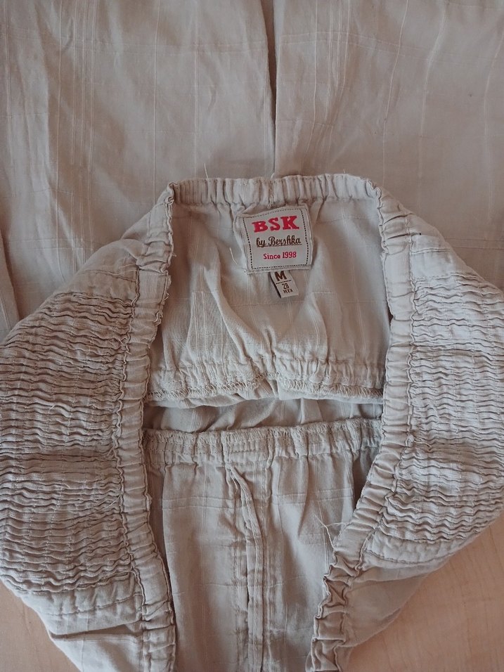 Bej Midi Keten Bluz - Görsel 4