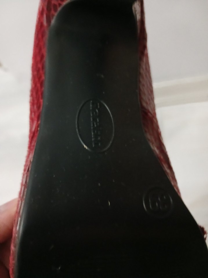 Parlak Kırmızı Yılan Desenli Platform Topuklu Kadın Ayakkabı - Görsel 3