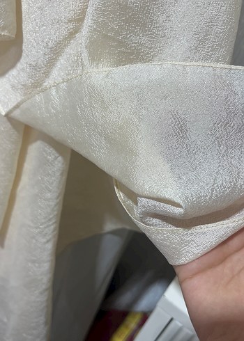 Kadın Beyaz Parlak Keten Şal kayma yapmaz - Görsel 3