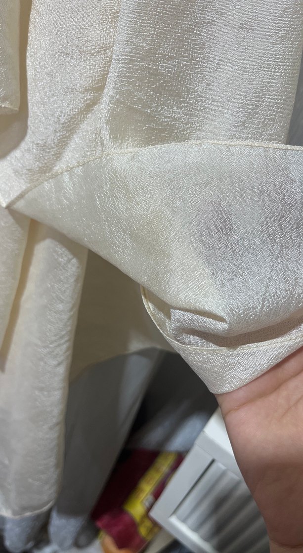 Kadın Beyaz Parlak Keten Şal kayma yapmaz - Görsel 3