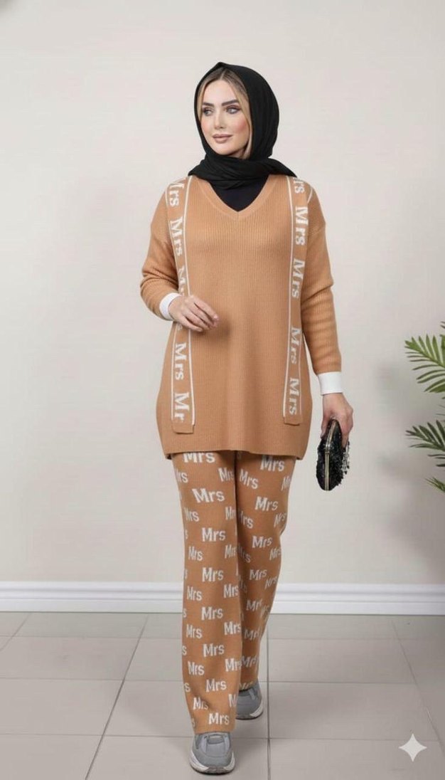 Nakışlı Siyah Uzun Triko Elbise - Görsel 4