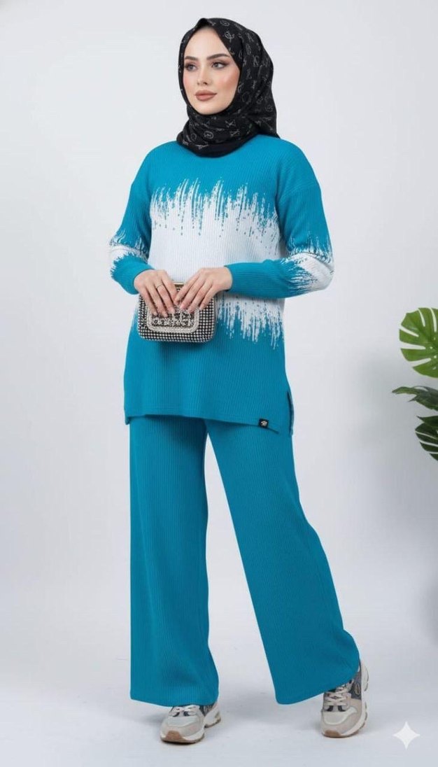 Nakışlı Siyah Uzun Triko Elbise - Görsel 2