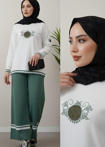 Düğmeli Yeşil Çizgili Kadın Triko Elbise - Görsel 12