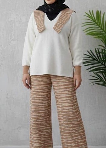 Düğmeli Yeşil Çizgili Kadın Triko Elbise - Görsel 19