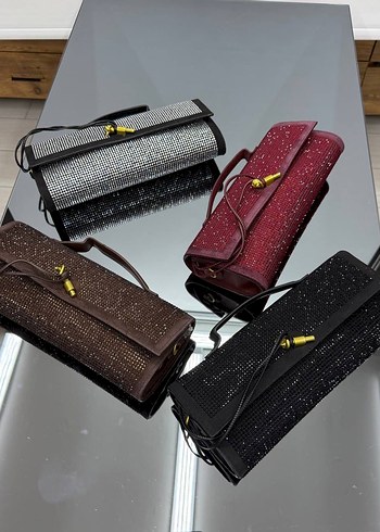 Simli Siyah Gri Kadın El Çantası - Görsel 3