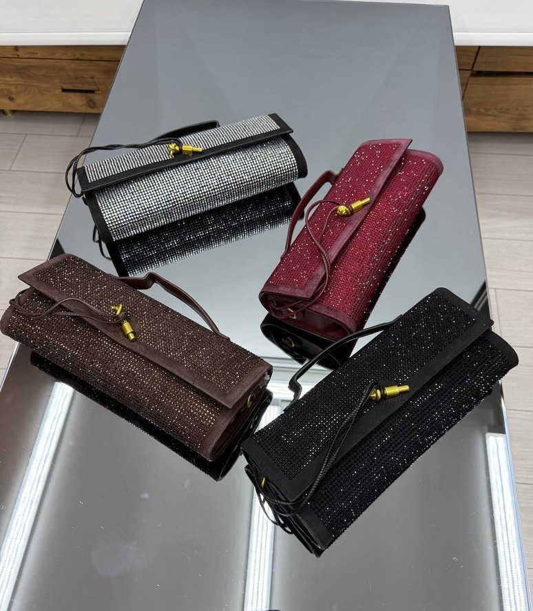 Simli Siyah Gri Kadın El Çantası - Görsel 3