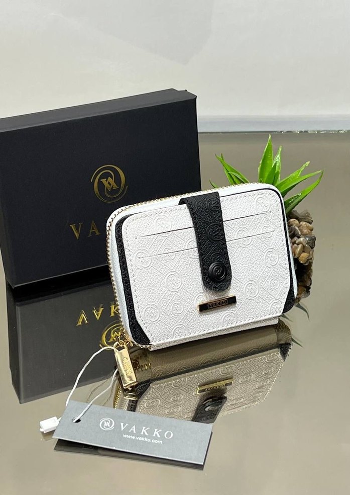 Vakko Beyaz Deri Fermuarlı Kadın Cüzdanı - Görsel 2