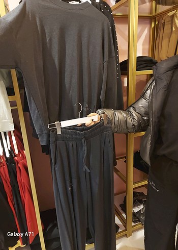 Gri Kadın Rahat Kesim Pantolon ve ut ikili takim - Görsel 3