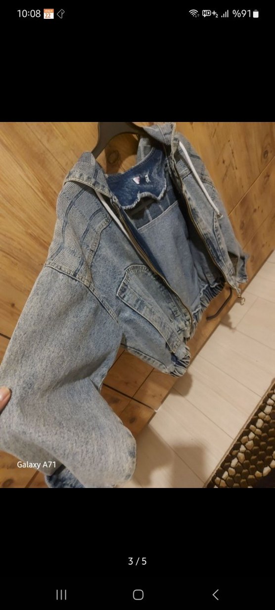 Kadın Gri Batik Desenli Denim Ceket - Görsel 2