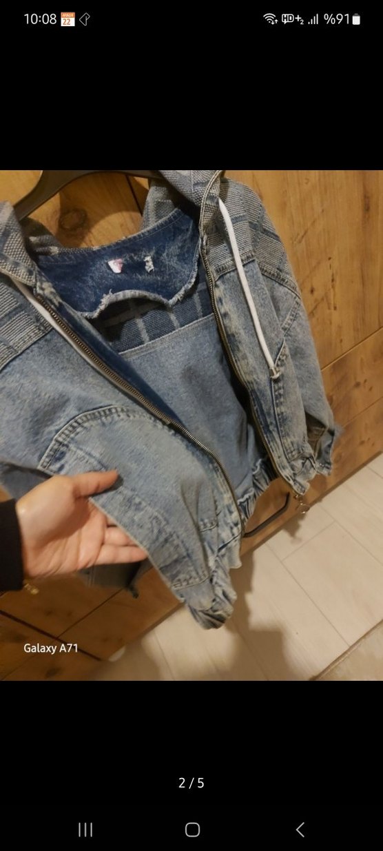 Kadın Gri Batik Desenli Denim Ceket - Görsel 3