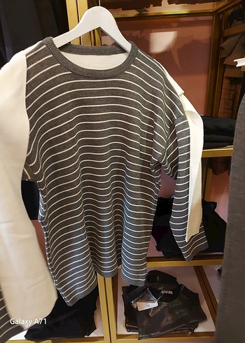 Gri Triko Kadın Sweatshirt ve Pantolon Takımı - Görsel 2