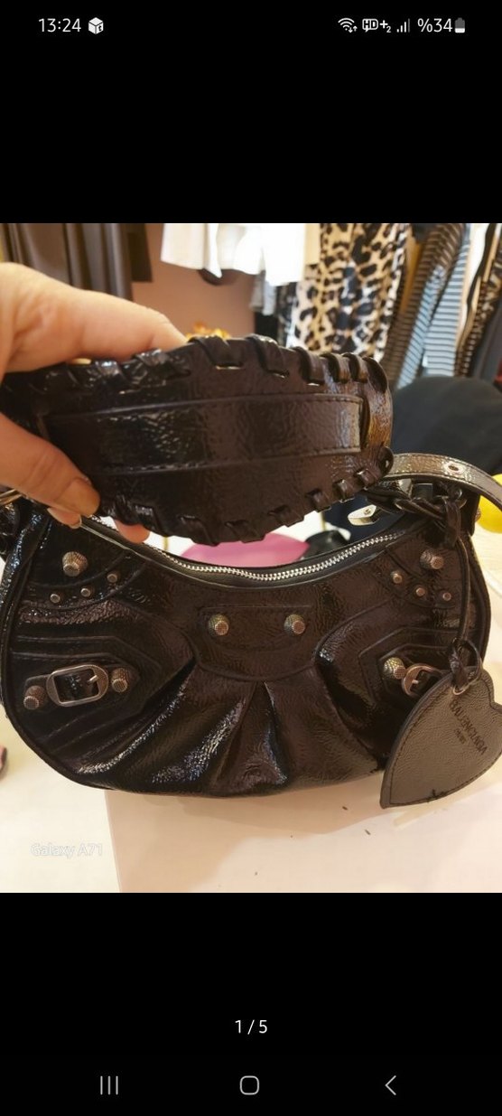 Zincir Detaylı Siyah Gotik Deri Kadın Çanta - Görsel 4