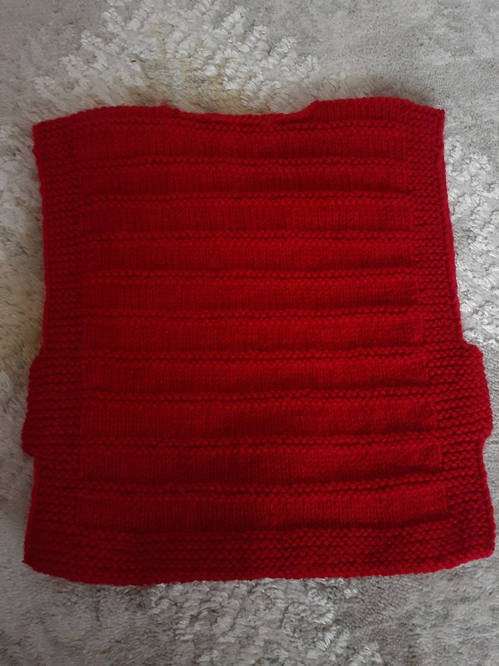 Kız Çocuk Kırmızı Örgü Yelek - Görsel 4