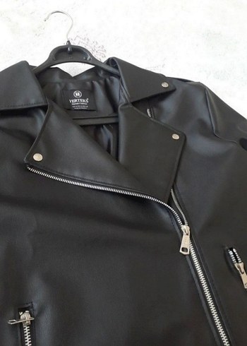 Siyah Deri Biker Ceket - Görsel 3