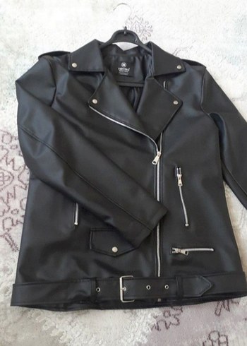 Siyah Deri Biker Ceket - Görsel 2