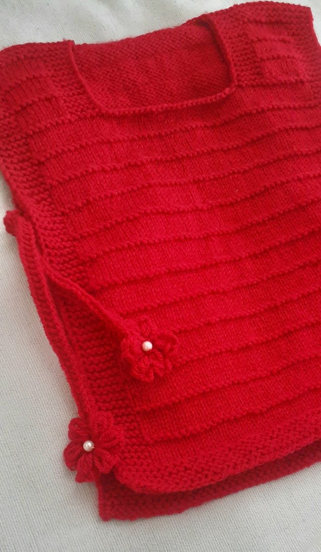 Kız Çocuk Kırmızı Örgü Bohem ipli suveter - Görsel 2