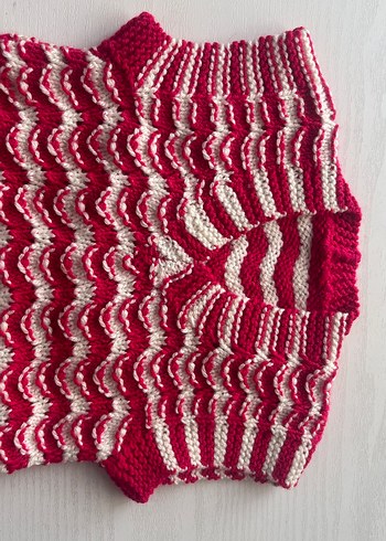 Kız Çocuk Pembe Örgü V Yaka Yelek - Görsel 2