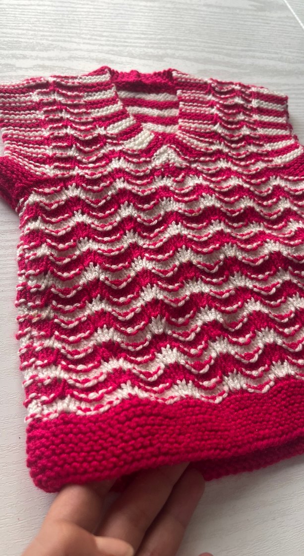 Kız Çocuk Pembe Örgü V Yaka Yelek - Görsel 3