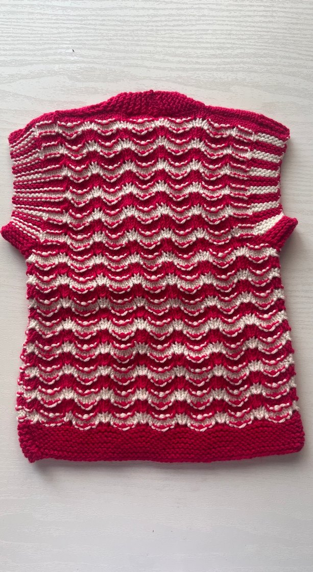 Kız Çocuk Pembe Örgü V Yaka Yelek - Görsel 4