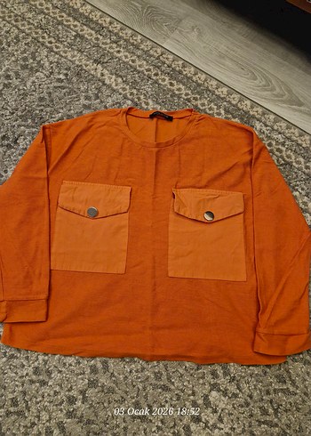 Uzun Kollu cepli Kadın bluz - Görsel 2