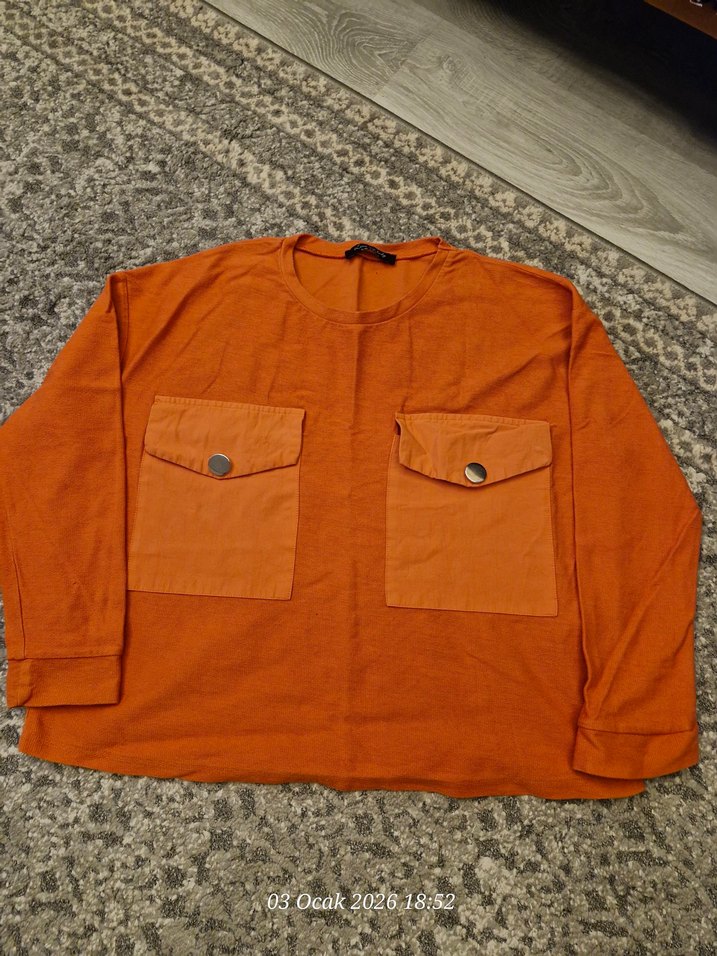 Uzun Kollu cepli Kadın bluz - Görsel 2